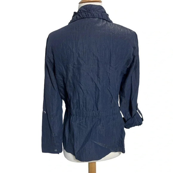 Christopher + Banks S metallic blue wrinkled lightweight jacket - Picture 4 of 6
